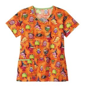3XL Medical Scrub Top Halloween